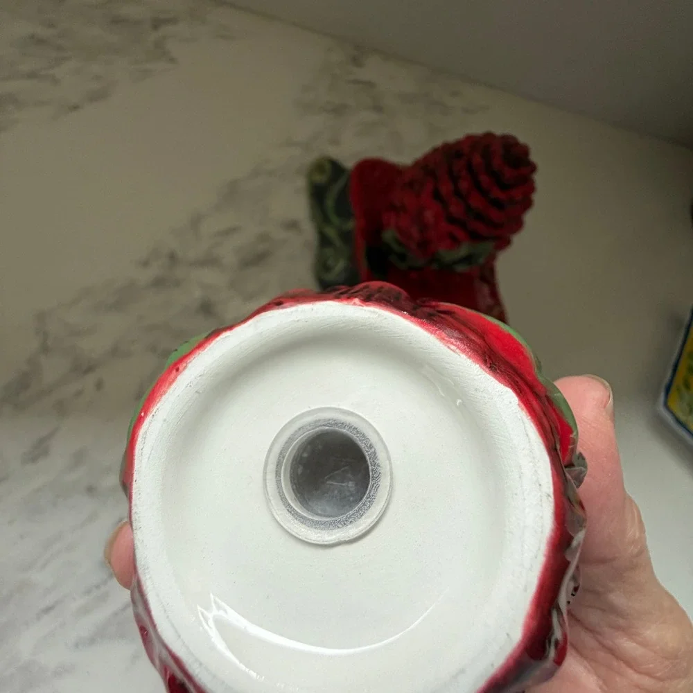 Tracy Porter Winter Collection Red Pinecone Salt and Pepper Shakers with Tray